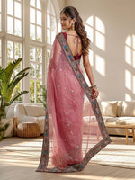 Thumbnail for Lehenga Mart Designer Bollywood Style Party Wear Saree-Pink - Dista