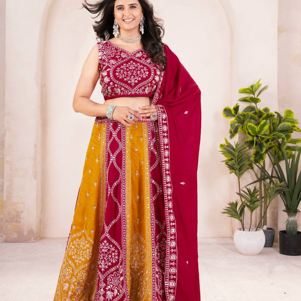 Lehenga Mart Designer Bollywood Style Wedding Wear Lehenga Choli-Pink - Dista