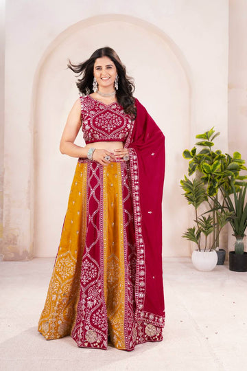 Lehenga Mart Designer Bollywood Style Wedding Wear Lehenga Choli-Pink - Dista