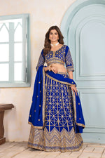 Thumbnail for Lehenga Mart Designer Bollywood Style Wedding Wear Lehenga Choli - Blue