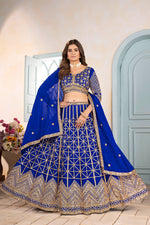 Thumbnail for Lehenga Mart Designer Bollywood Style Wedding Wear Lehenga Choli - Blue