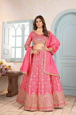 Thumbnail for Lehenga Mart Designer Bollywood Style Wedding Wear Lehenga Choli - Pink