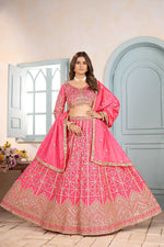 Thumbnail for Lehenga Mart Designer Bollywood Style Wedding Wear Lehenga Choli - Pink