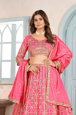 Thumbnail for Lehenga Mart Designer Bollywood Style Wedding Wear Lehenga Choli - Pink