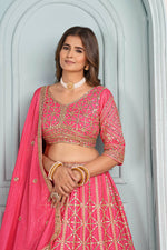 Thumbnail for Lehenga Mart Designer Bollywood Style Wedding Wear Lehenga Choli - Pink