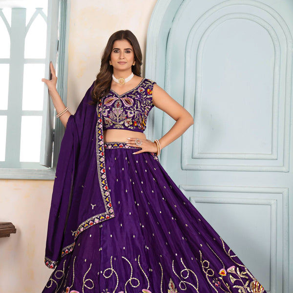 Lehenga Mart Designer Bollywood Style Wedding Wear Lehenga Choli - Purple - Distacart