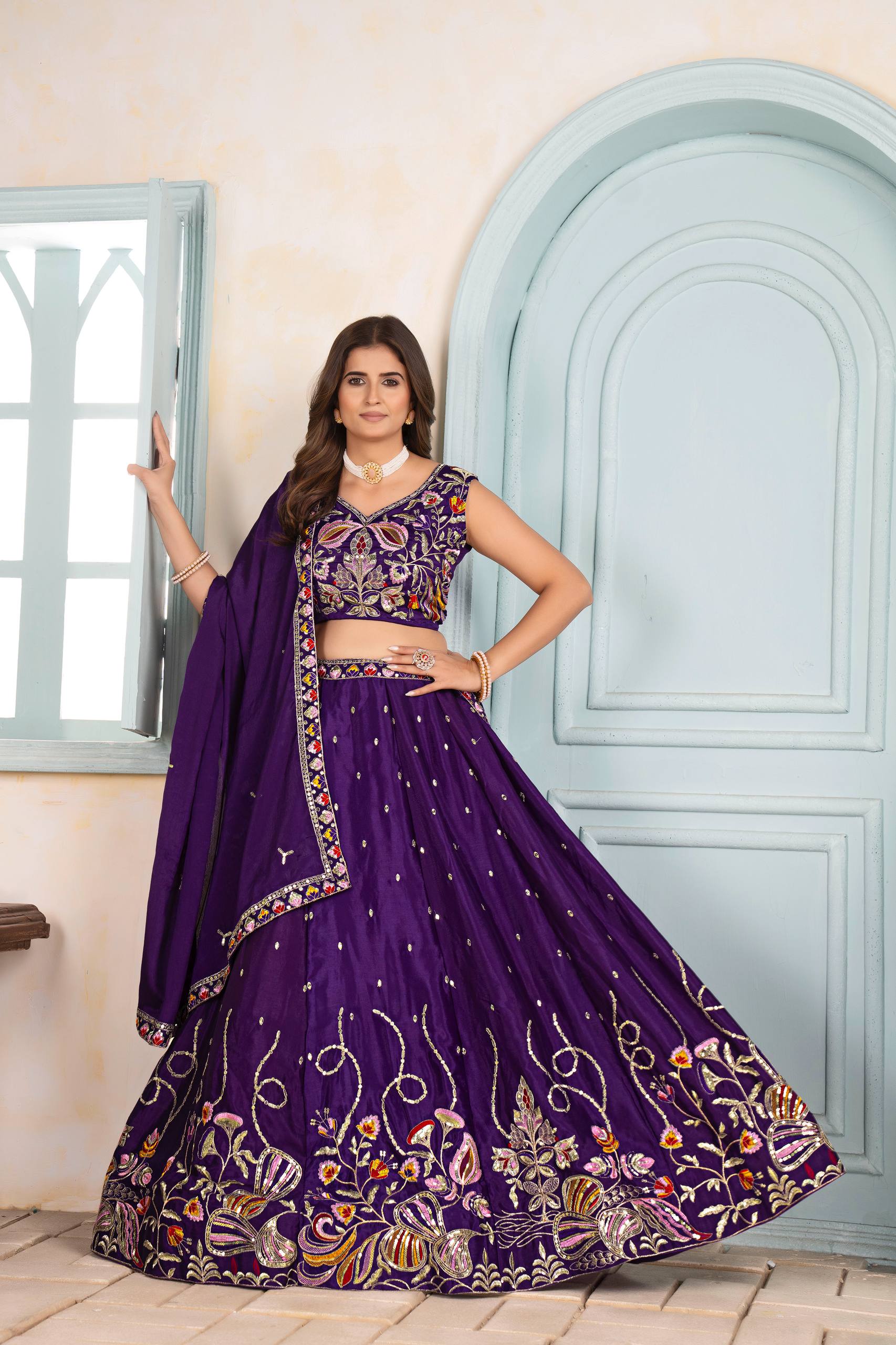 Lehenga Mart Designer Bollywood Style Wedding Wear Lehenga Choli - Purple - Distacart