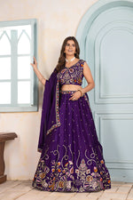 Thumbnail for Lehenga Mart Designer Bollywood Style Wedding Wear Lehenga Choli - Purple