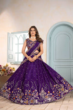 Thumbnail for Lehenga Mart Designer Bollywood Style Wedding Wear Lehenga Choli - Purple