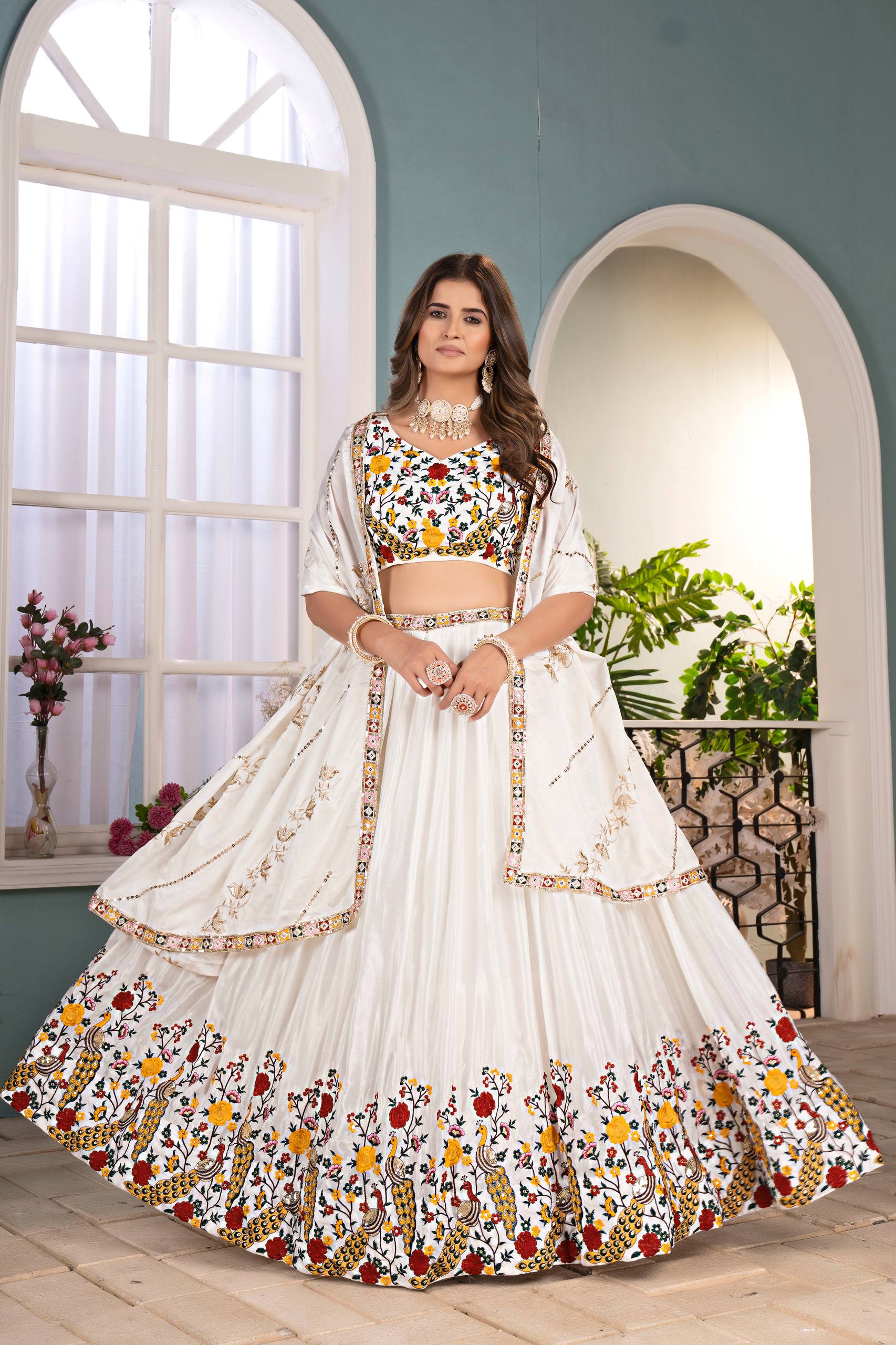 Lehenga Mart Designer Bollywood Style Wedding Wear Lehenga Choli - White