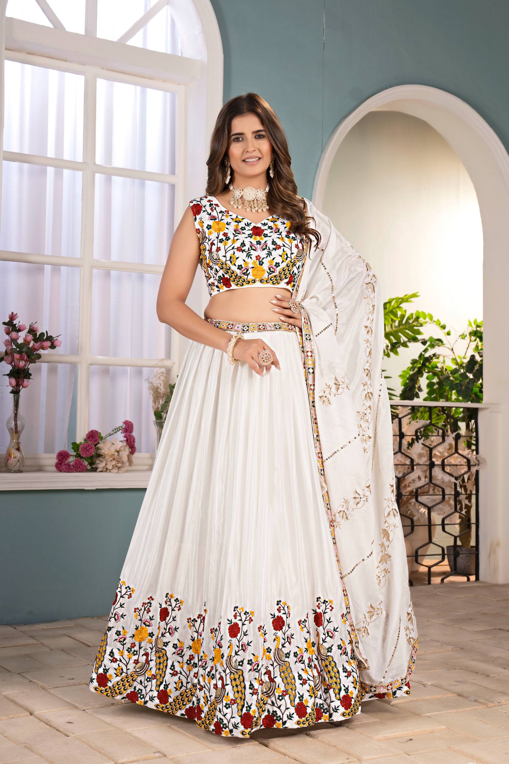 Lehenga Mart Designer Bollywood Style Wedding Wear Lehenga Choli - White