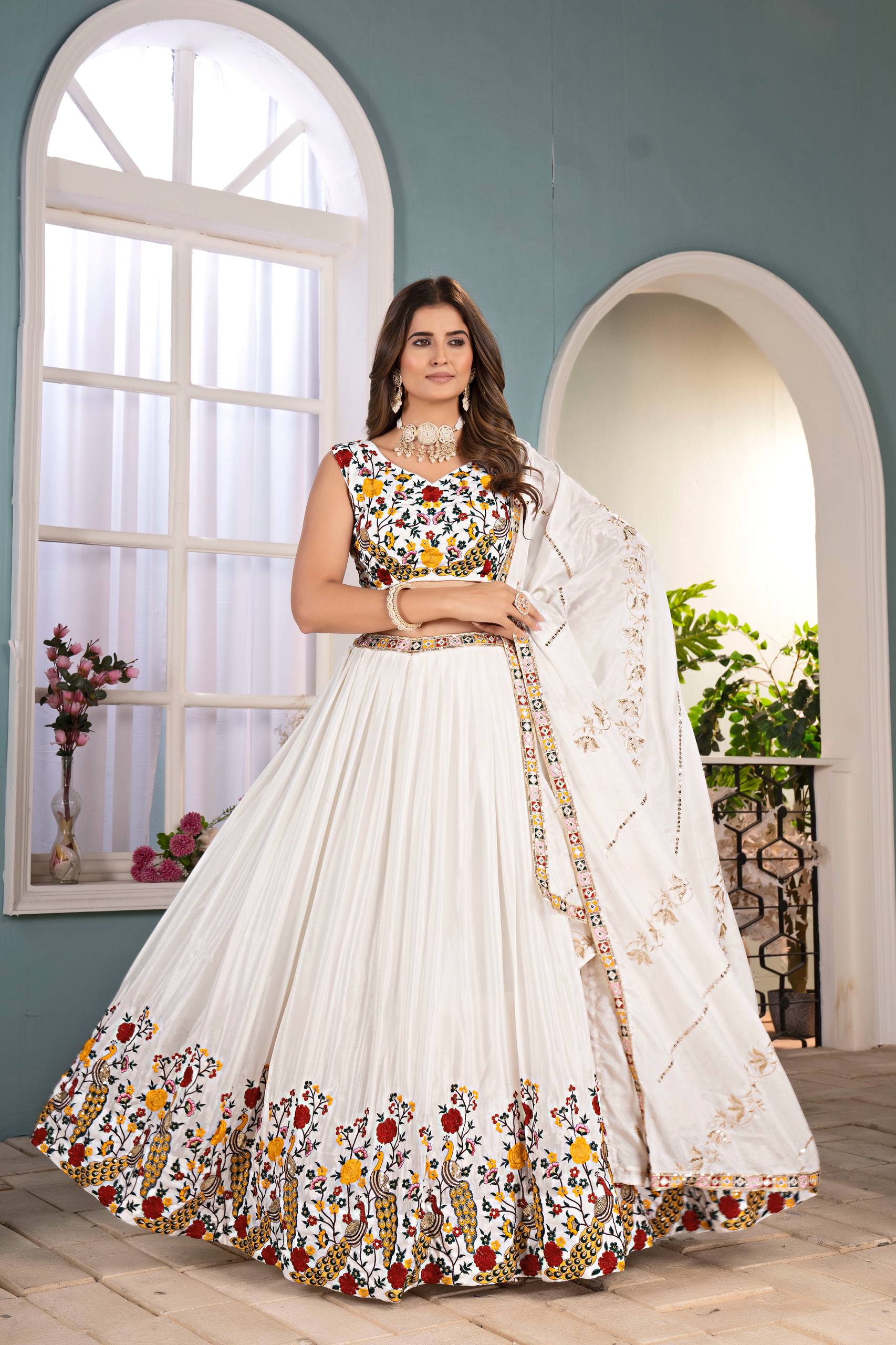 Lehenga Mart Designer Bollywood Style Wedding Wear Lehenga Choli - White