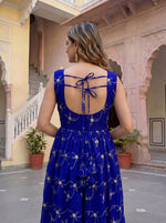 Thumbnail for Lehenga Mart Designer Fandy Silk Gown With Dupatta-Royal Blue - Distacart