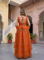 Thumbnail for Lehenga Mart Designer Fandy Silk Gown With Dupatta-Rusty Orange