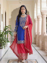 Thumbnail for Lehenga Mart Chinon Silk Salwar Suit Dupatta-Blue - Distacart