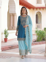 Thumbnail for Lehenga Mart Chinon Silk Salwar Suit Dupatta-Sky Blue - Distacart