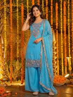 Thumbnail for Lehenga Mart Designer Ready To Wear Salwar Suit Dupatta For Women-Sky Blue - Distacart