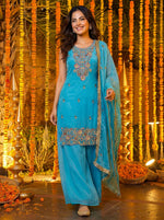 Thumbnail for Lehenga Mart Designer Ready To Wear Salwar Suit Dupatta For Women-Sky Blue - Distacart