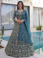 Thumbnail for Lehenga Mart Designer Wedding Wear Lehenga Choli-Blue - Dista