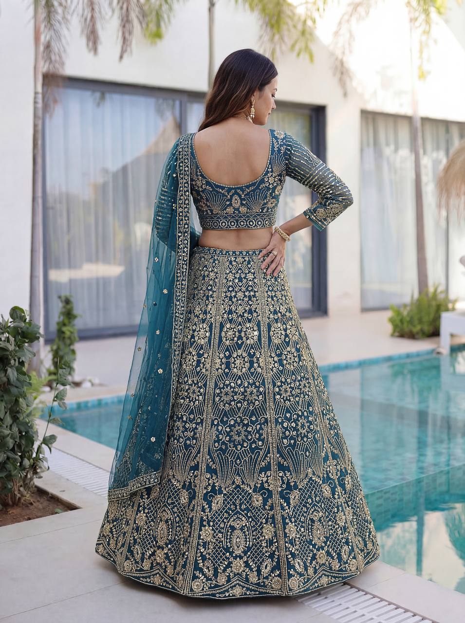Lehenga Mart Designer Wedding Wear Lehenga Choli-Blue - Dista