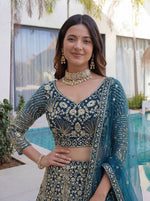 Thumbnail for Lehenga Mart Designer Wedding Wear Lehenga Choli-Blue - Dista