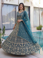 Thumbnail for Lehenga Mart Designer Wedding Wear Lehenga Choli-Blue - Dista