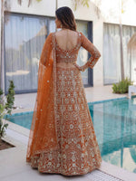 Thumbnail for Lehenga Mart Designer Wedding Wear Lehenga Choli-Orange - Dista