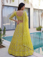 Thumbnail for Lehenga Mart Designer Wedding Wear Lehenga Choli-Yellow - Dista