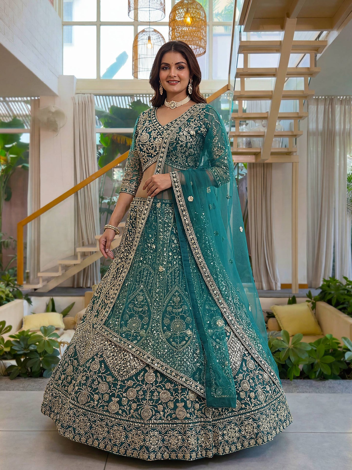 Lehenga Mart Net Lehenga With Cording Embroidery Work-Rama - Dista