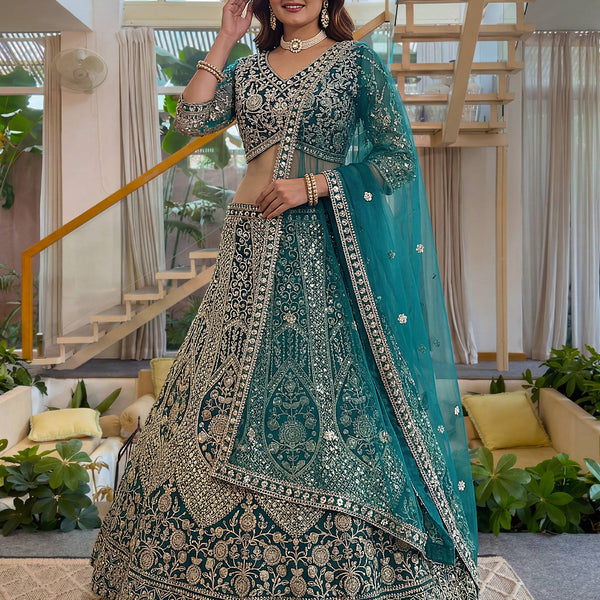Lehenga Mart Net Lehenga With Cording Embroidery Work-Rama - Dista