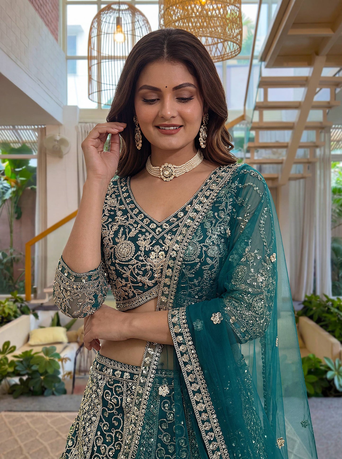 Lehenga Mart Net Lehenga With Cording Embroidery Work-Rama - Dista