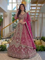 Thumbnail for Lehenga Mart Net Lehenga With Cording Embroidery Work-Pink - Dista