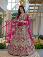 Thumbnail for Lehenga Mart Net Lehenga With Cording Embroidery Work-Pink - Dista