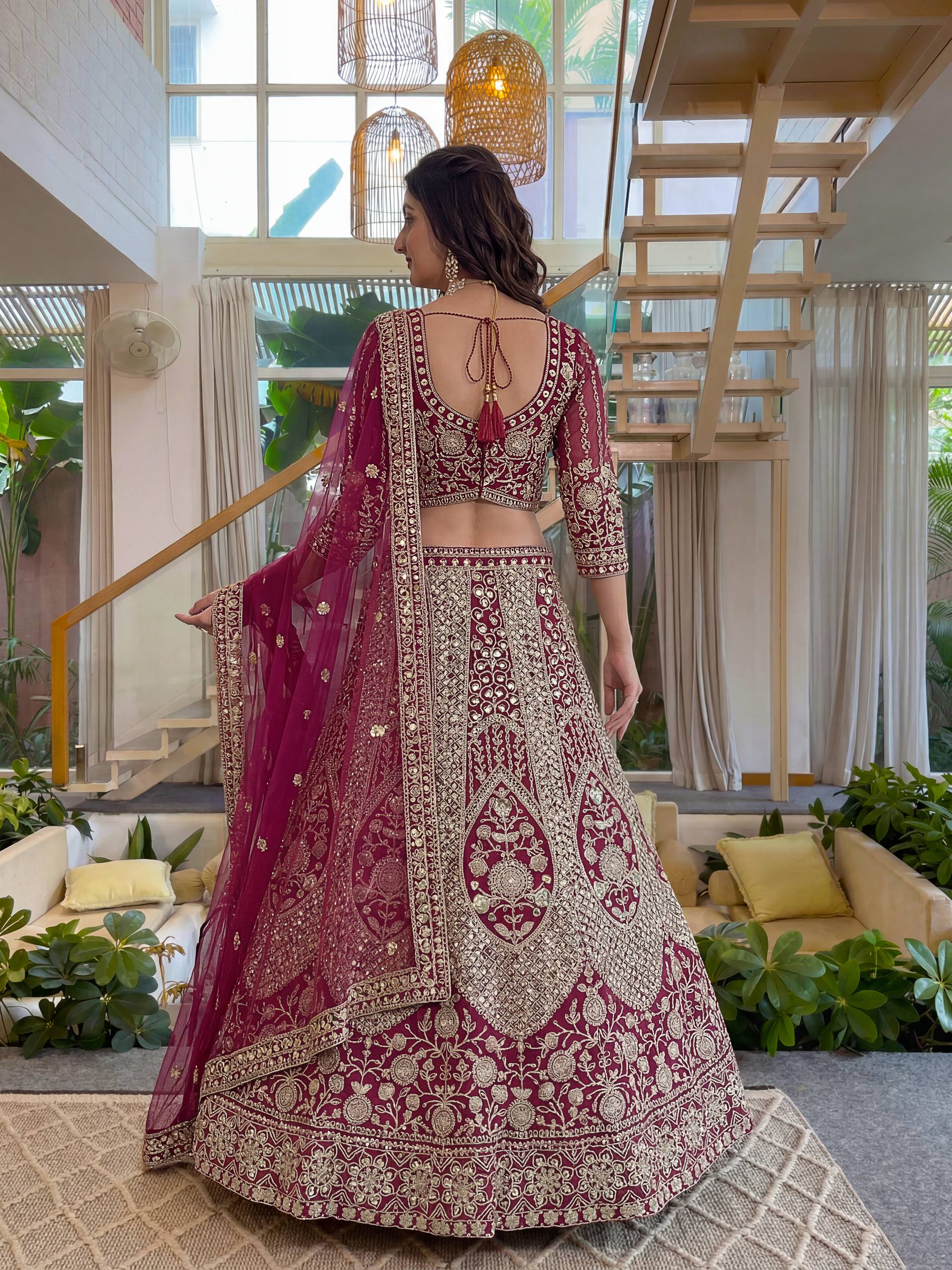 Lehenga Mart Net Lehenga With Cording Embroidery Work-Pink - Dista