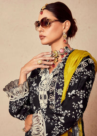 Thumbnail for Black Muslin Cotton Digital Print & Embroidered Salwar Suit - Emponline - Distacart