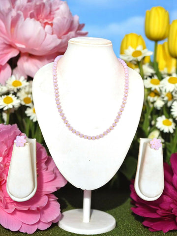 Inhanns Crystal Bloom – Single Line Necklace + Studs - Baby Colour Hai Koi - Distacart