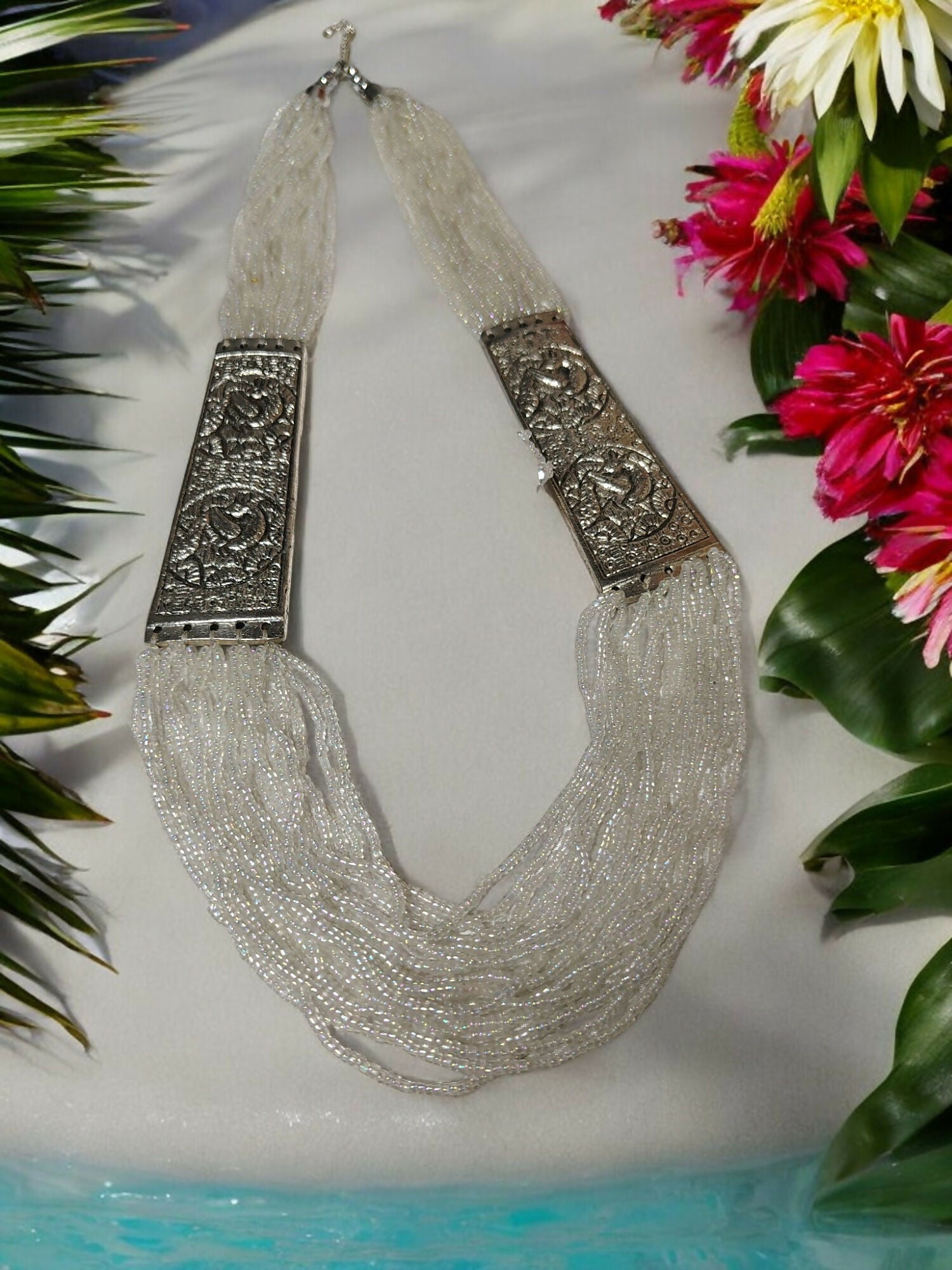 Inhanns Saree Shobha Statement Necklace - White Necklace - Distacart