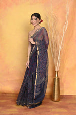 Thumbnail for Very Much Indian Pure Kota Cotton Handblock Printed Saree - Dark Blue - Distacart
