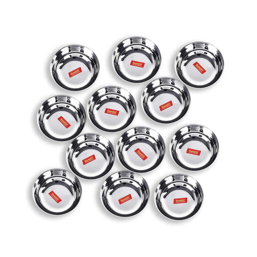 Sumeet Stainless Steel Heavy Gauge Solid Bowl Wati Set with Mirror Finish - Dista