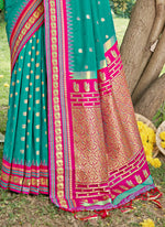 Thumbnail for Shree Shyam Fashion Sea Green Soft Silk Saree - Distacart
