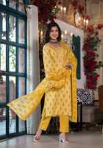 Thumbnail for Lace Embroidered & Printed Kurta With Pant & Dupatta, Multicolor - Hiral Fashion - Dista
