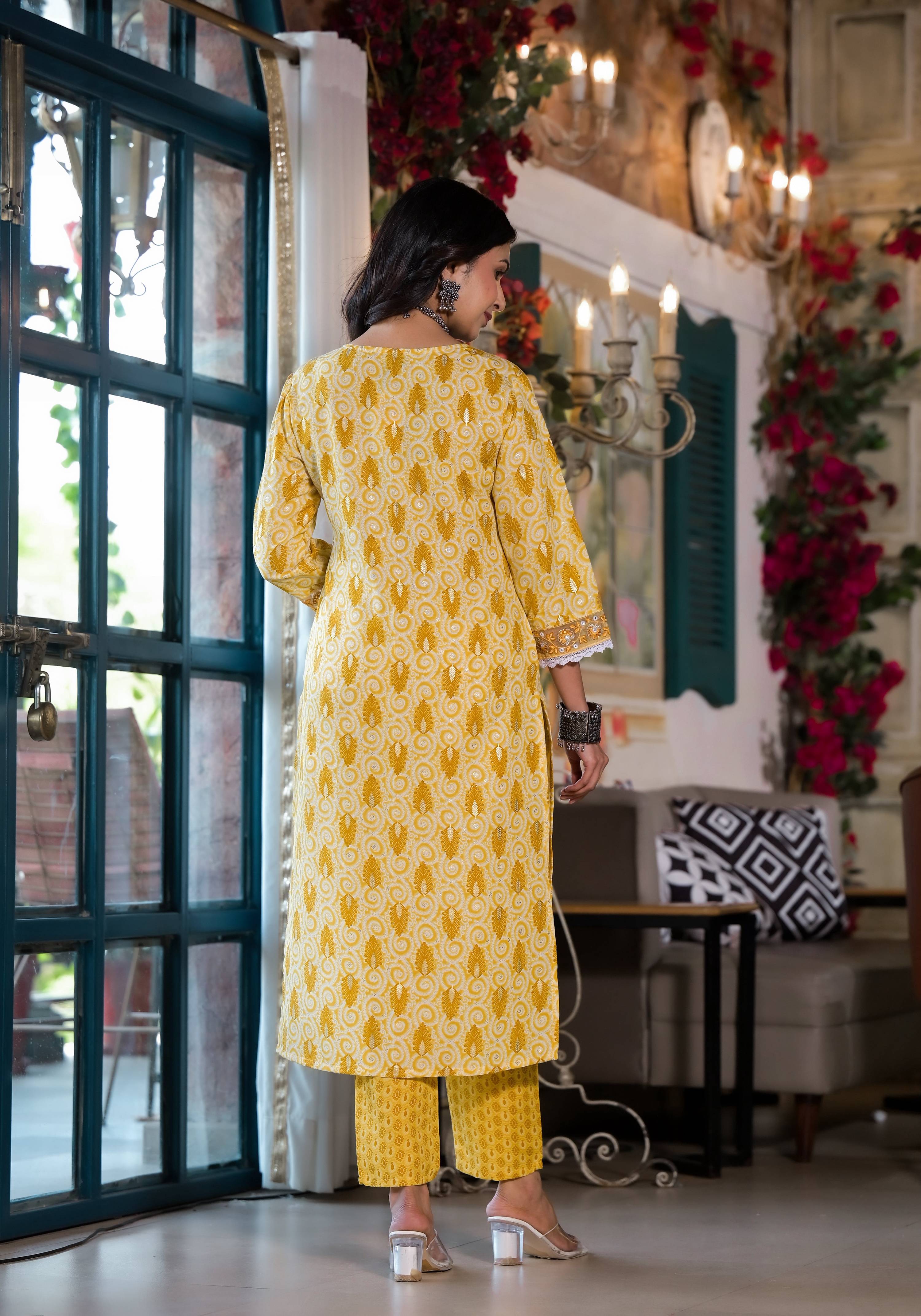 Lace Embroidered & Printed Kurta With Pant & Dupatta, Multicolor - Hiral Fashion - Dista