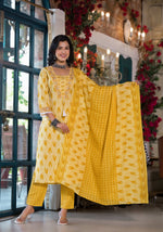 Thumbnail for Lace Embroidered & Printed Kurta With Pant & Dupatta, Multicolor - Hiral Fashion - Dista