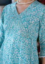 Thumbnail for Embroidered & Printed Angrakha Style Kurta With Pant & Dupatta, Blue - Hiral Fashion - Distacart