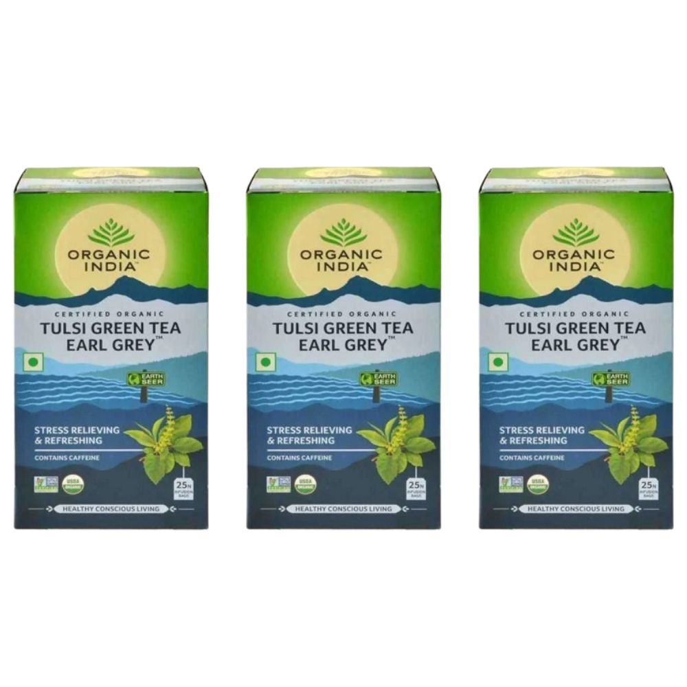 Organic India Tulsi Green Tea Earl Grey 25 Tea Bags - Distacart