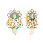 Thumbnail for Nuyug 22K Gold Plated Semi Precious Green Stone Studded Pearl Drop Stud Earrings
