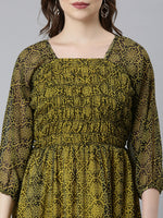 Thumbnail for Souchii Black Bandhani Printed Ethnic Fit & Flare Dress