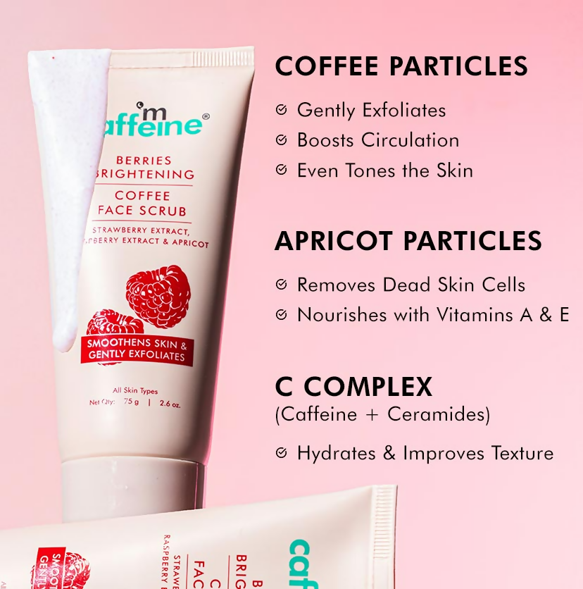 mCaffeine Berries Brightening Coffee Face Scrub - Distacart