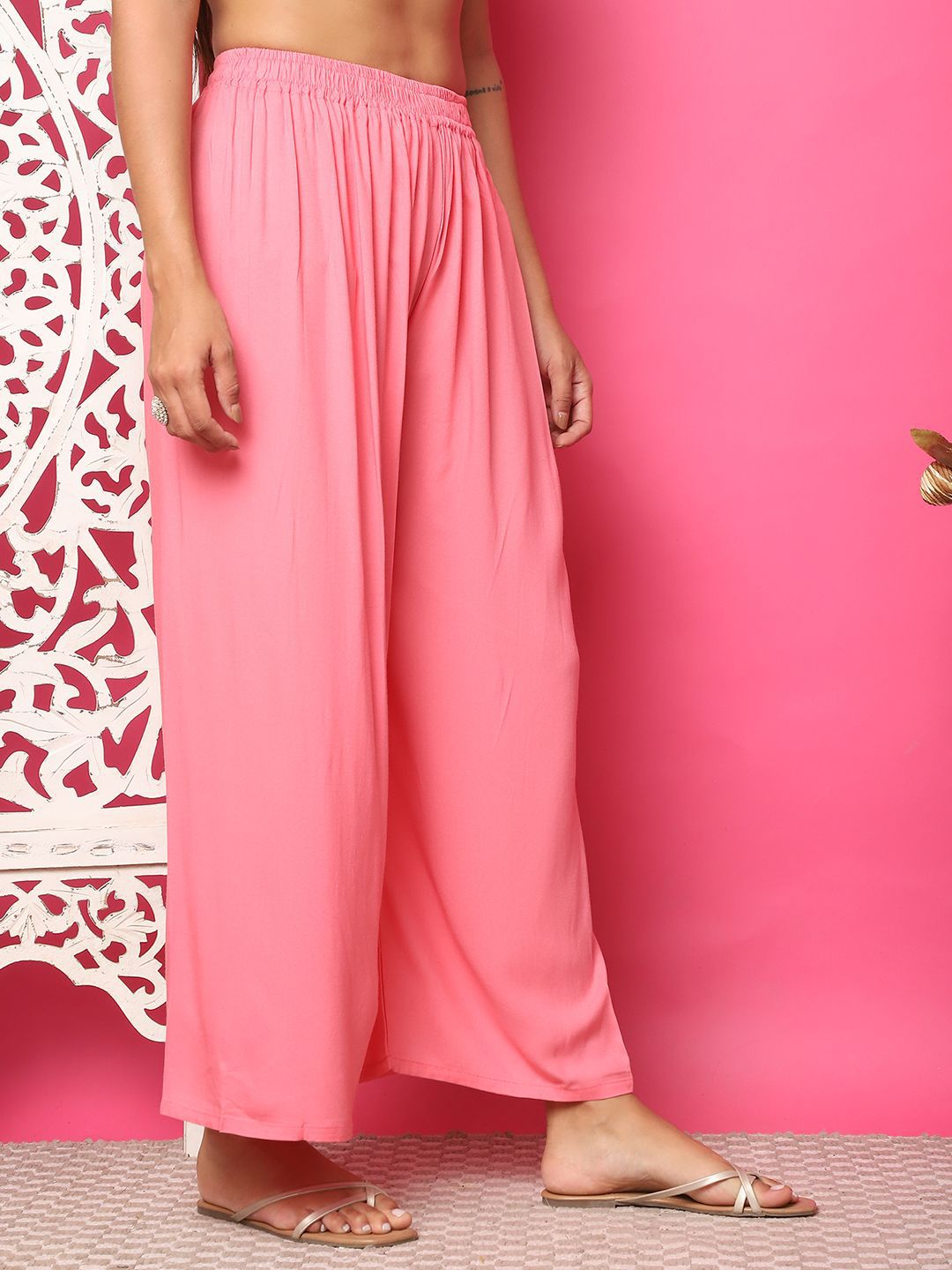 TAG 7 Women Flared Solid Palazzos - Distacart