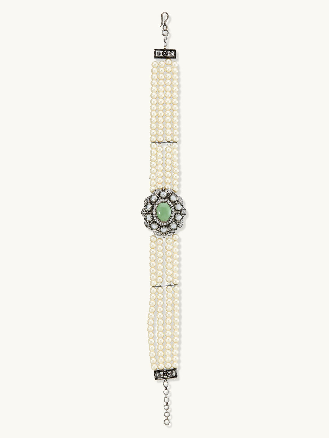 Nuyug Pearl Beaded Jade Stone Choker Necklace - Distacart